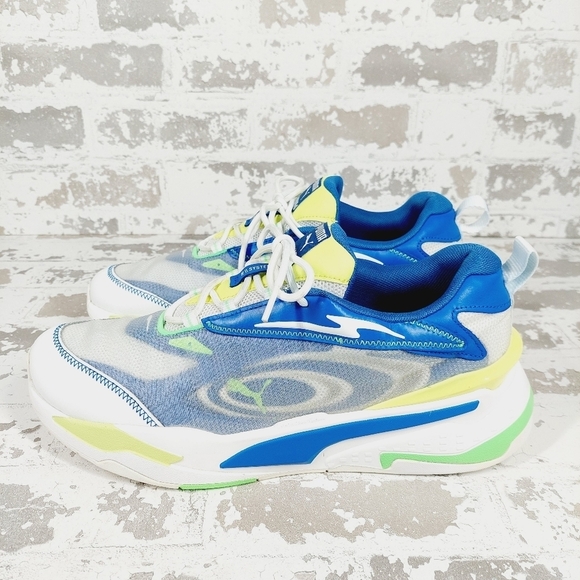 Puma RS Fast Paradise White Blue Lace Up Running Athletic Low Top Sneakers M826 - Picture 1 of 9